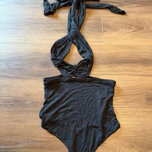 Free People Black Halter Bodysuit